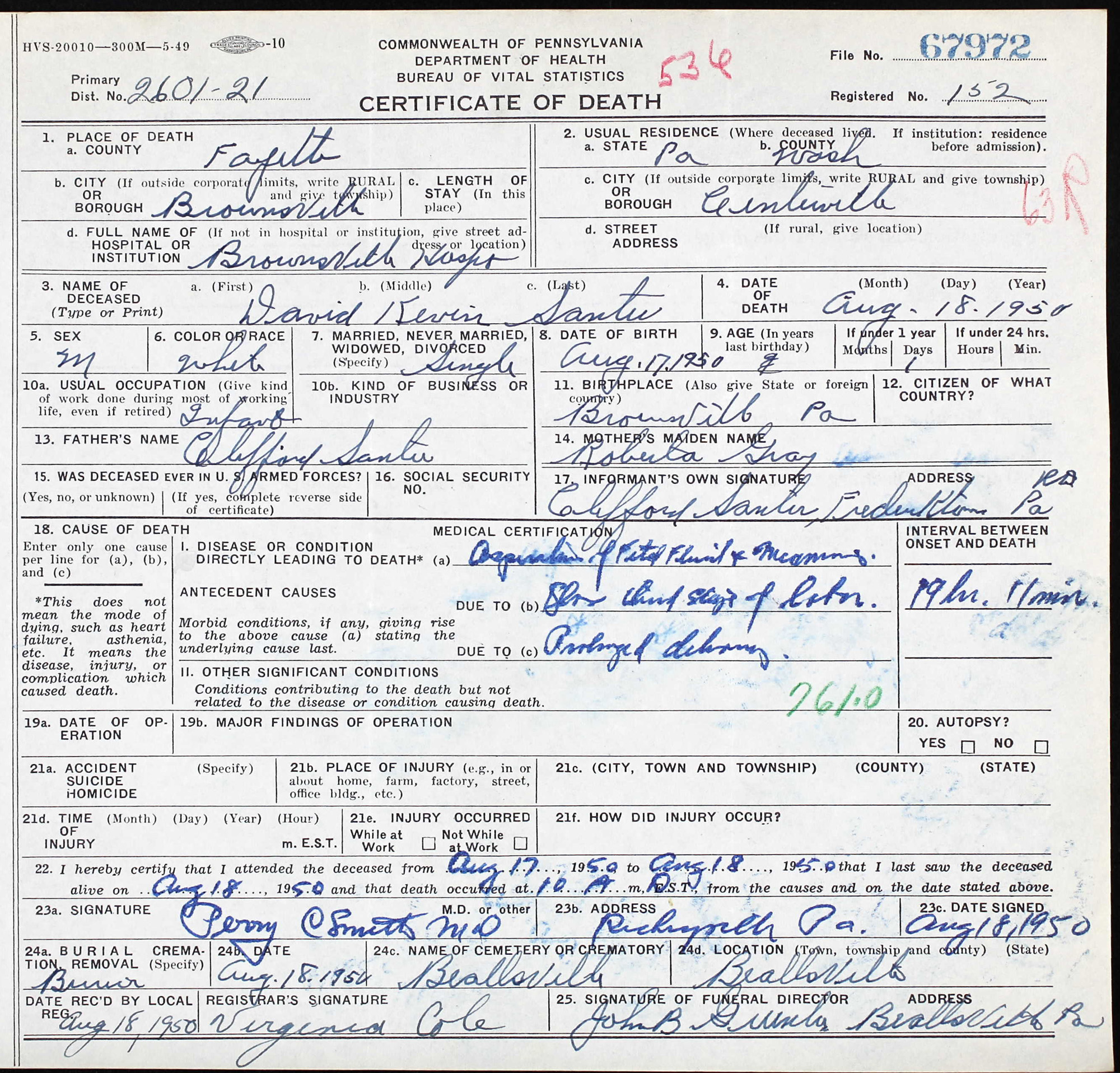 death certificate